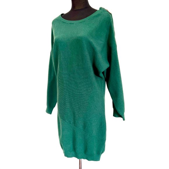 NWT Apricot Knit Sweater Dress in Deep Green with Shoulder Zipper - Picture 8 of 12